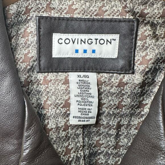 Covington Brown Genuine Leather Lined Classic Dark Academia Jacket Women's XL - Picture 3 of 6